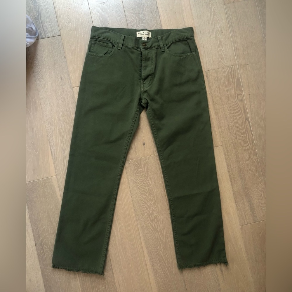 Nili Lotan Pants in Green with Frayed Bottoms